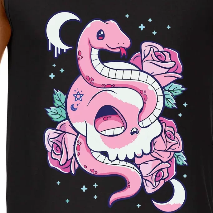 Kawaii Pastel Goth Cute Creepy Skull Serpent Snake Roses Comfort Colors® Tank Top