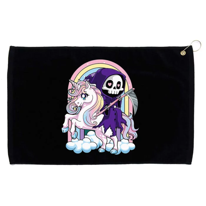 Kawaii Pastel Goth Cute Halloween Grim Reaper Riding Unicorn Grommeted Golf Towel