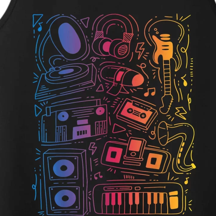 Keyboard Piano Heart Music Lovers Performance Tank