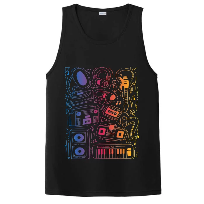 Keyboard Piano Heart Music Lovers Performance Tank