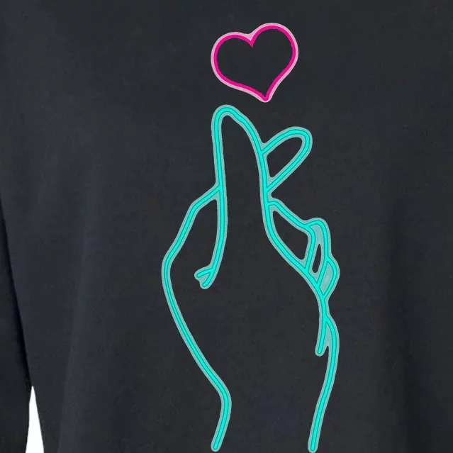 K Pop Heart Hand Symbol K Drama Korean Pop Music Fan Gift Cropped Pullover Crew