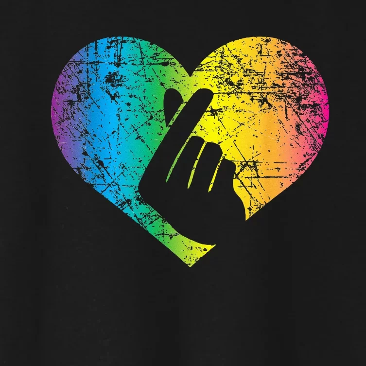 K Pop Heart Hand Symbol KPop Rainbow Korean Music Gift Women's Crop Top Tee