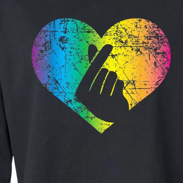 K Pop Heart Hand Symbol KPop Rainbow Korean Music Gift Cropped Pullover Crew