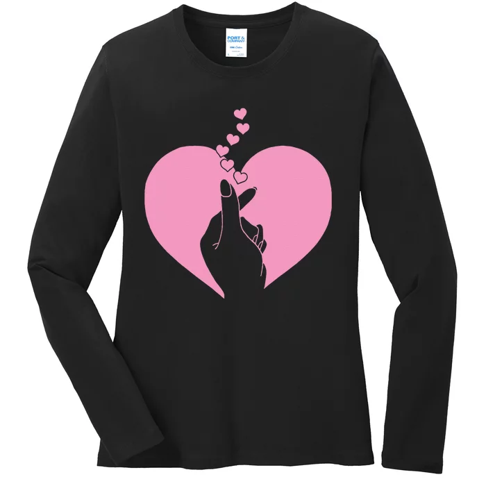 K Pop Heart Korean Pop Music Fan K Drama Cute Ladies Long Sleeve Shirt