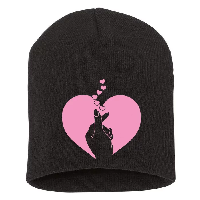 K Pop Heart Korean Pop Music Fan K Drama Cute Short Acrylic Beanie