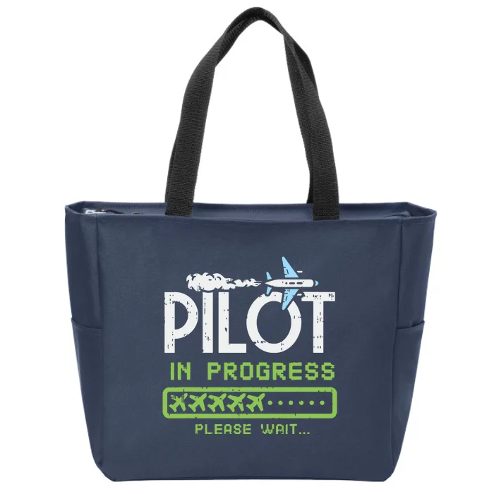 Kids Pilot In Progress Future Pilot Toy Airplane Lovers Zip Tote Bag