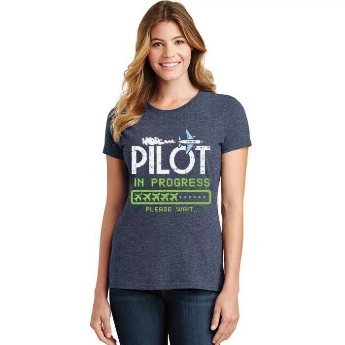 Kids Pilot In Progress Future Pilot Toy Airplane Lovers Women's T-Shirt