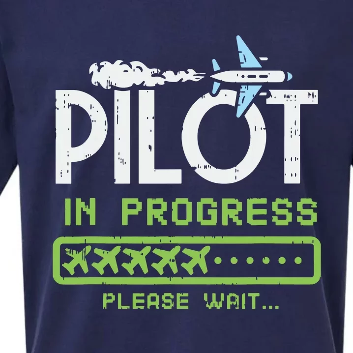 Kids Pilot In Progress Future Pilot Toy Airplane Lovers Sueded Cloud Jersey T-Shirt