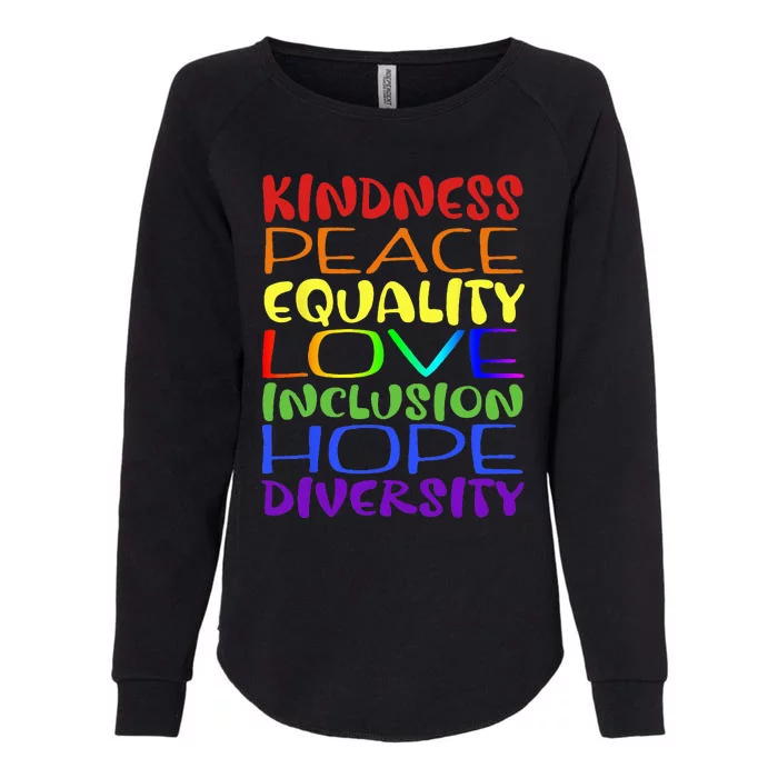 Kindness peace inclusion hope rainbow for gay and lesbian Womens California Wash Sweatshirt