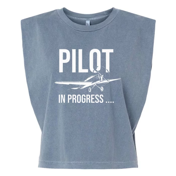 Kids Pilot In Progress Future Pilot Toy Airplane Lovers Garment-Dyed Women's Muscle Tee