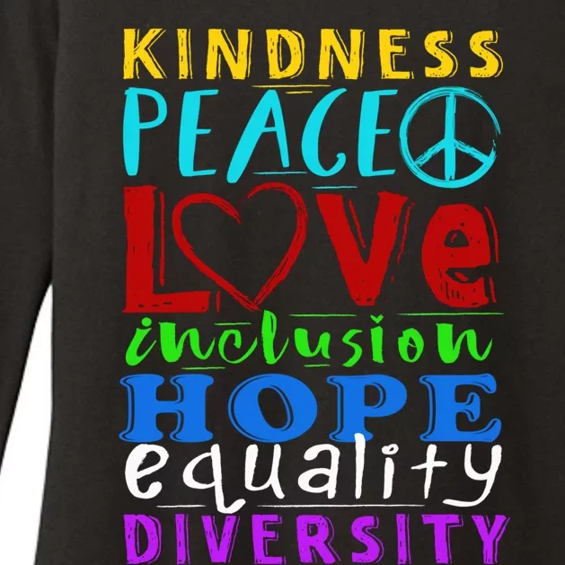 Kindness Peace Love Inclusion Hope Equality Hu Rights Gift Womens CVC Long Sleeve Shirt