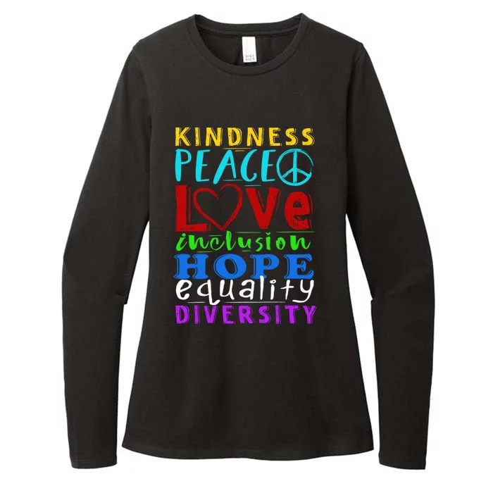 Kindness Peace Love Inclusion Hope Equality Hu Rights Gift Womens CVC Long Sleeve Shirt