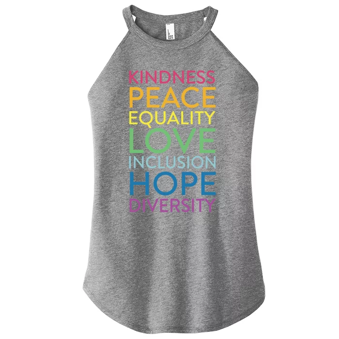 Kindness Peace Love Equality Be Kind Inclusion Matter Tee Cute Gift Women’s Perfect Tri Rocker Tank