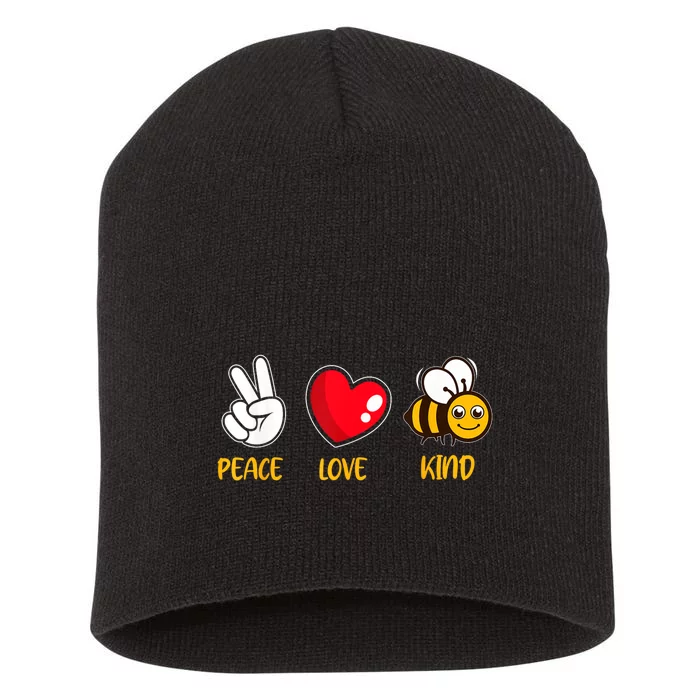 Kindness Peace Love Kind Be Kind Short Acrylic Beanie