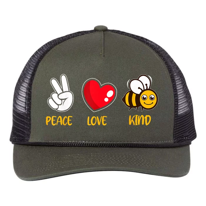 Kindness Peace Love Kind Be Kind Retro Rope Trucker Hat Cap