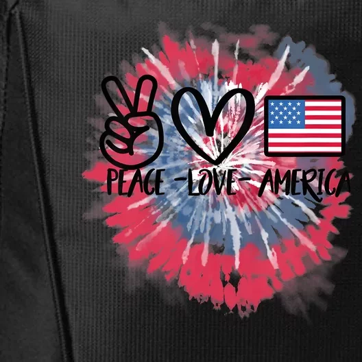 Kids Peace Love America Tie Dye 4th Of July Girl US Flag City Backpack