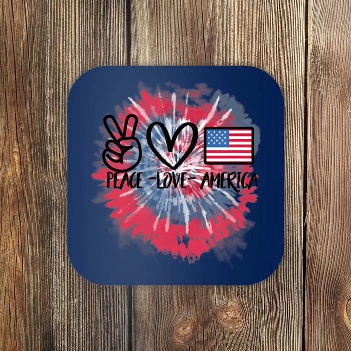 Kids Peace Love America Tie Dye 4th Of July Girl US Flag Coaster