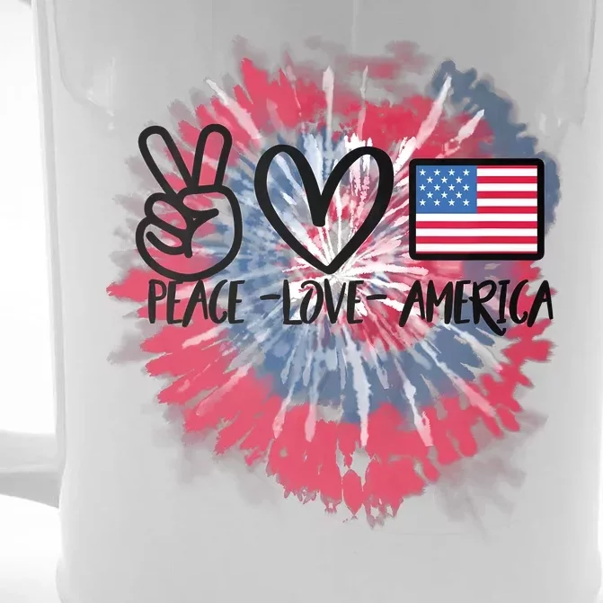 Kids Peace Love America Tie Dye 4th Of July Girl US Flag Front & Back Beer Stein