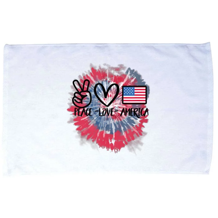 Kids Peace Love America Tie Dye 4th Of July Girl US Flag Microfiber Hand Towel