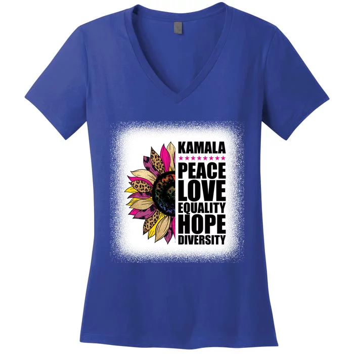 Kamala Peace Love Equality Hope Diversity Colorful Sunflower Meaningful Gift Women's V-Neck T-Shirt