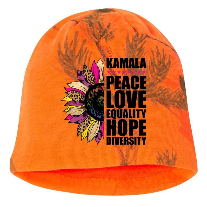 Kamala Peace Love Equality Hope Diversity Colorful Sunflower Gift Kati - Camo Knit Beanie