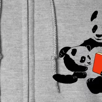 Kawaii Panda Mom Books Gift Full Zip Hoodie