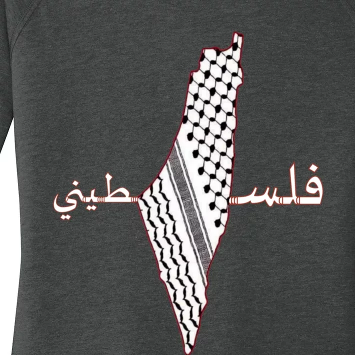 Keffiyeh Palestine Map Scarf Shemagh Palestinians Women's Perfect Tri Tunic Long Sleeve Shirt