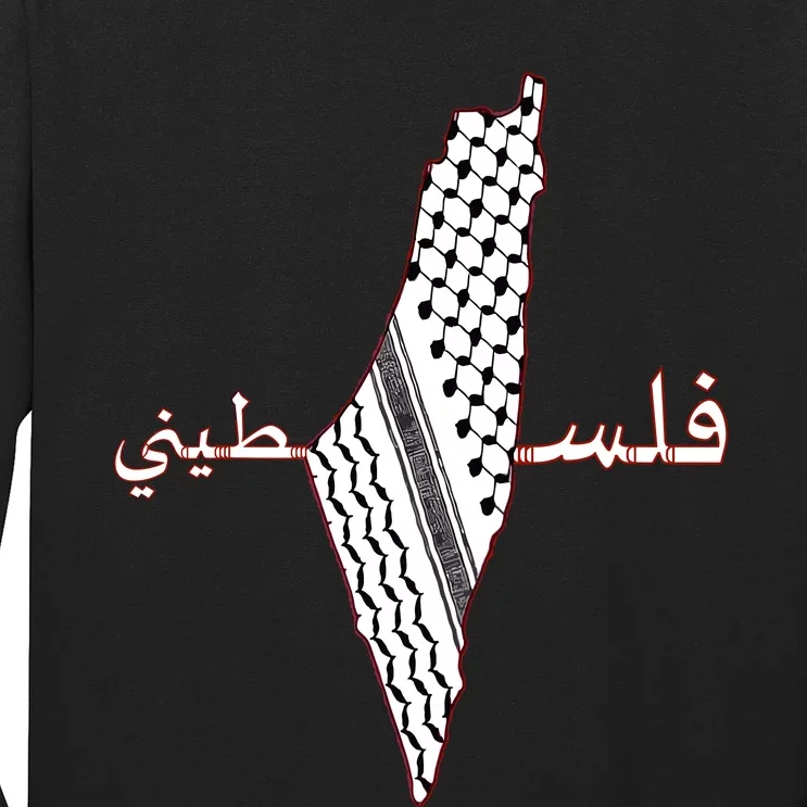 Keffiyeh Palestine Map Scarf Shemagh Palestinians Long Sleeve Shirt