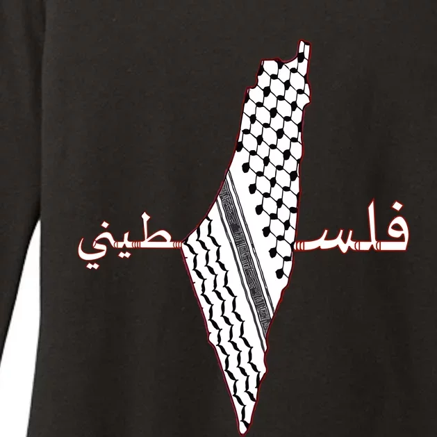 Keffiyeh Palestine Map Scarf Shemagh Palestinians Womens CVC Long Sleeve Shirt