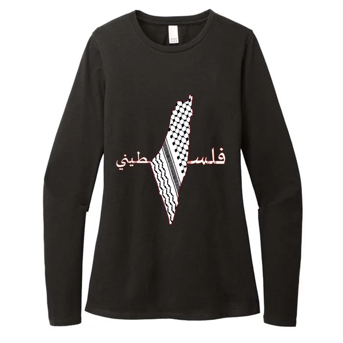 Keffiyeh Palestine Map Scarf Shemagh Palestinians Womens CVC Long Sleeve Shirt