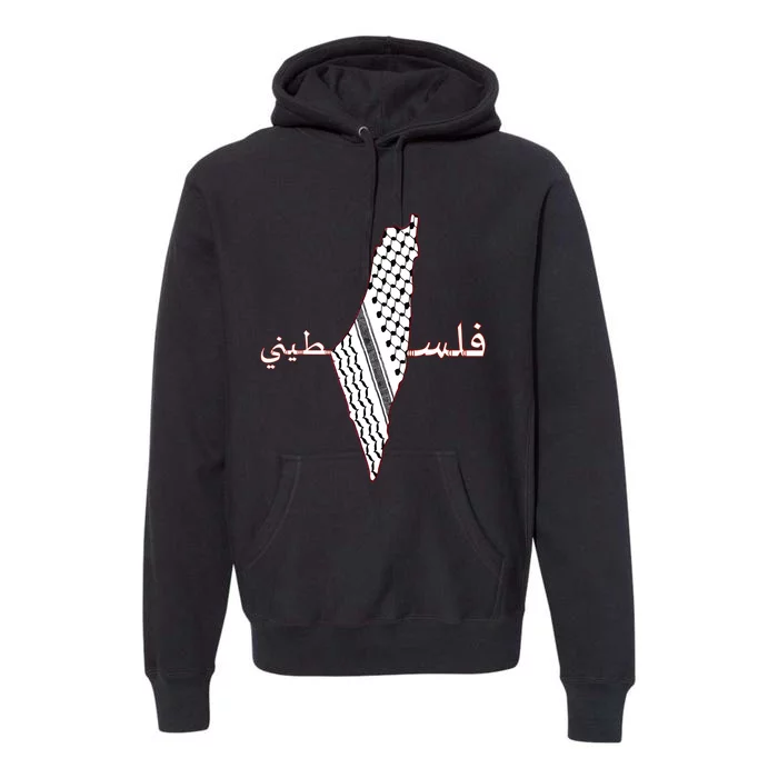 Keffiyeh Palestine Map Scarf Shemagh Palestinians Premium Hoodie