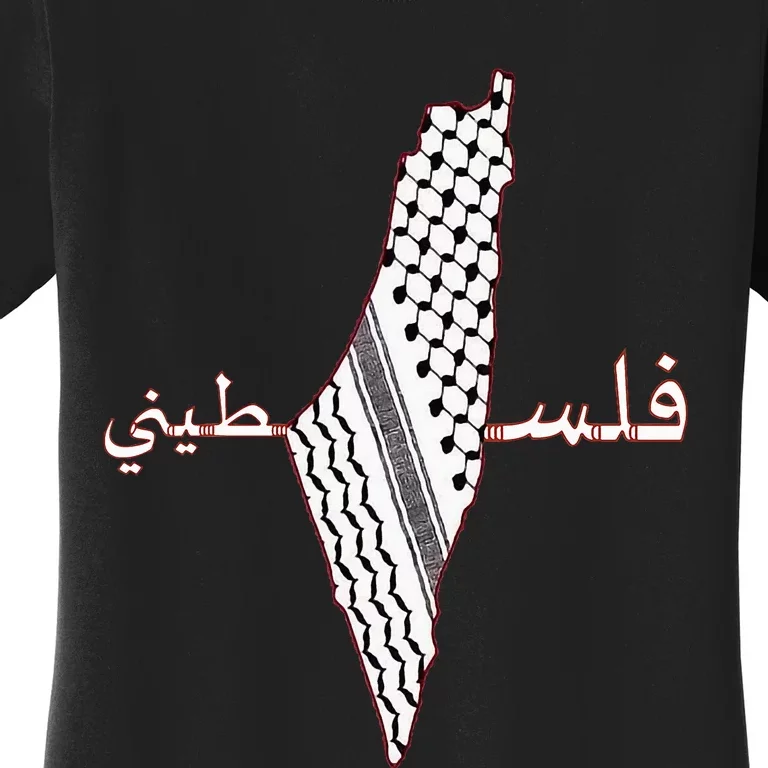 Keffiyeh Palestine Map Scarf Shemagh Palestinians Women's T-Shirt