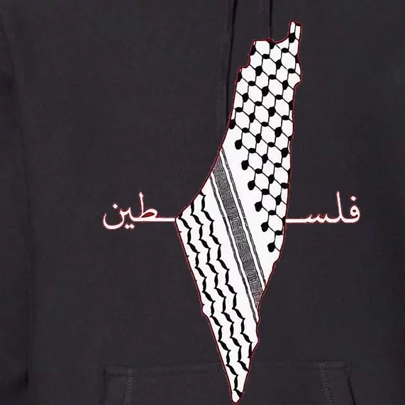 Keffiyeh Palestine Map Arabic Scarf Shemagh Palestinian Flag Premium Hoodie