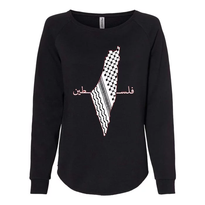 Keffiyeh Palestine Map Arabic Scarf Shemagh Palestinian Flag Womens California Wash Sweatshirt