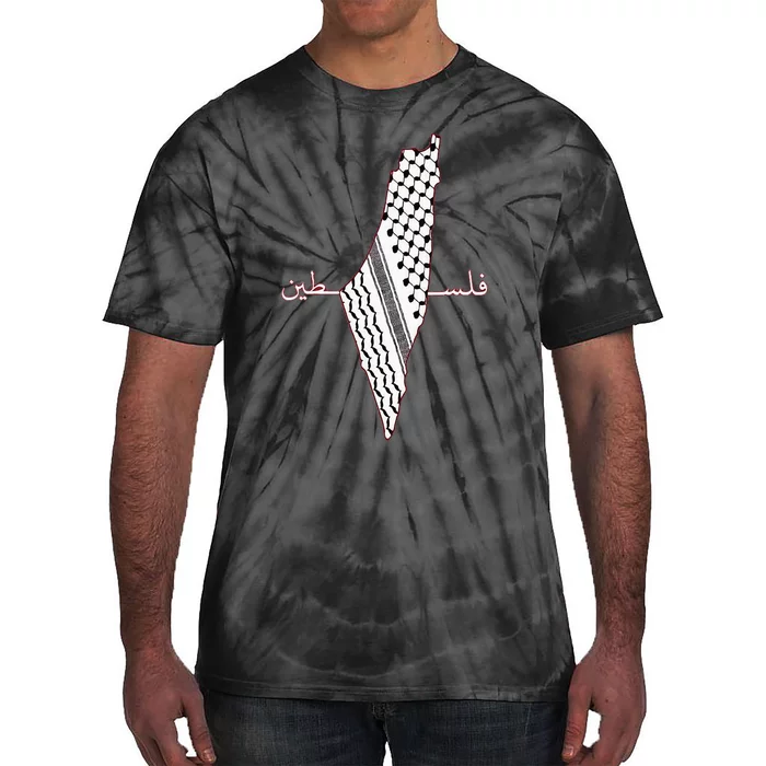 Keffiyeh Palestine Map Arabic Scarf Shemagh Palestinian Flag Tie-Dye T-Shirt