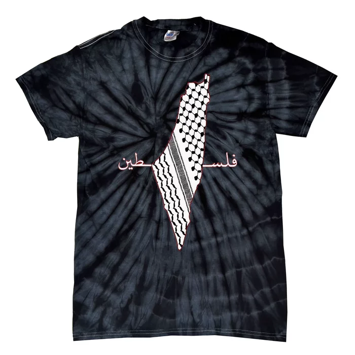 Keffiyeh Palestine Map Arabic Scarf Shemagh Palestinian Flag Tie-Dye T-Shirt