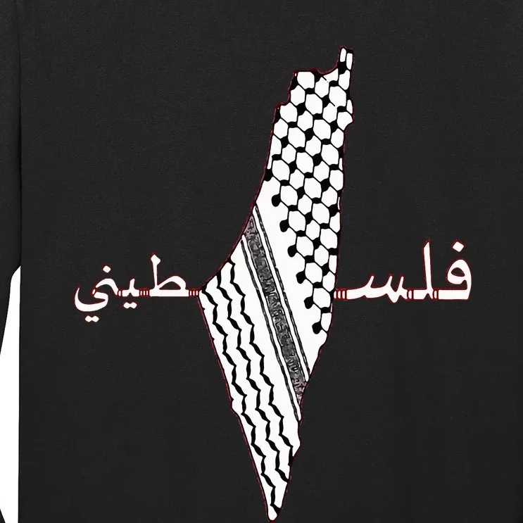 Keffiyeh Palestine Map  Scarf Shemagh Palestinians Long Sleeve Shirt