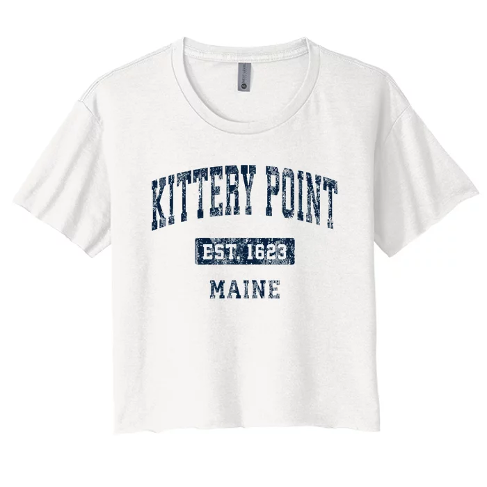 Kittery Point Maine Me Vintage Sports Established Women's Crop Top Tee