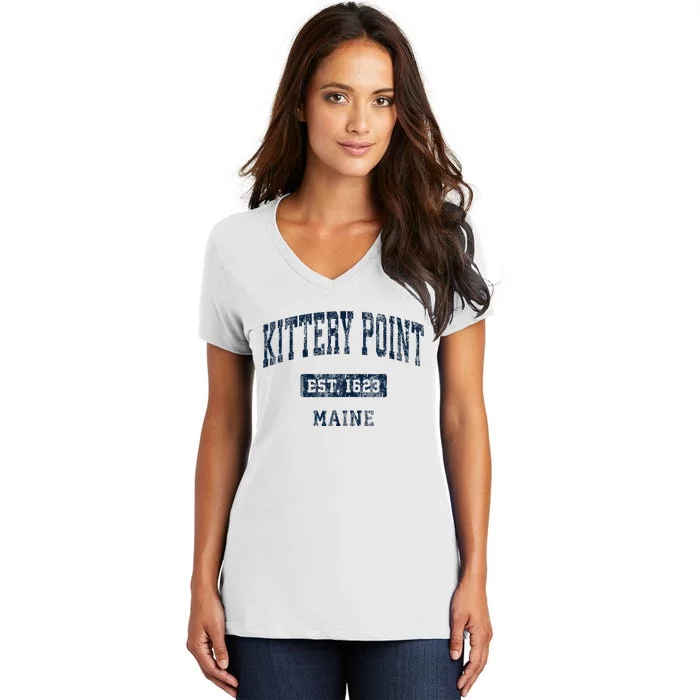 Kittery Point Maine Me Vintage Sports Established Women's V-Neck T-Shirt