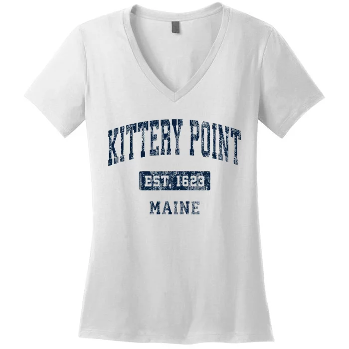 Kittery Point Maine Me Vintage Sports Established Women's V-Neck T-Shirt