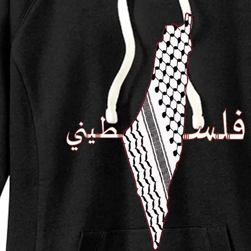 Keffiyeh Palestine Map Scarf Shemagh Palestinians Women's Fleece Hoodie