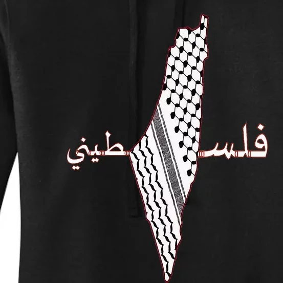 Keffiyeh Palestine Map Scarf Shemagh Palestinians Women's Pullover Hoodie