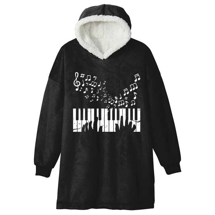 Keyboard Pianist Musician Piano Keys Gift Hooded Wearable Blanket