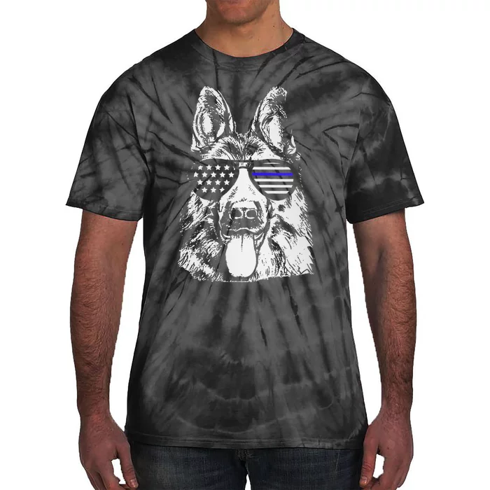 K9 Police Officer Police Dog Thin Blue Line Gift Tie-Dye T-Shirt