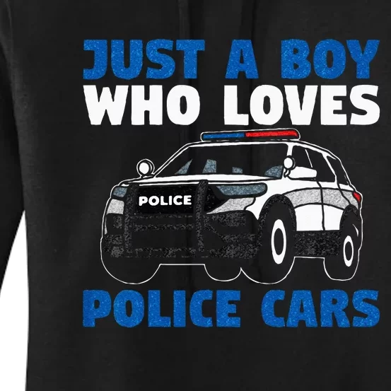 Kids Police Officer Just A Boy Who Loves Police Cars Women's Pullover Hoodie