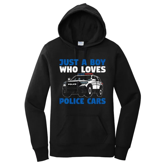 Kids Police Officer Just A Boy Who Loves Police Cars Women's Pullover Hoodie