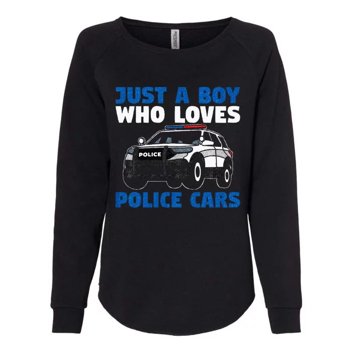 Kids Police Officer Just A Boy Who Loves Police Cars Womens California Wash Sweatshirt