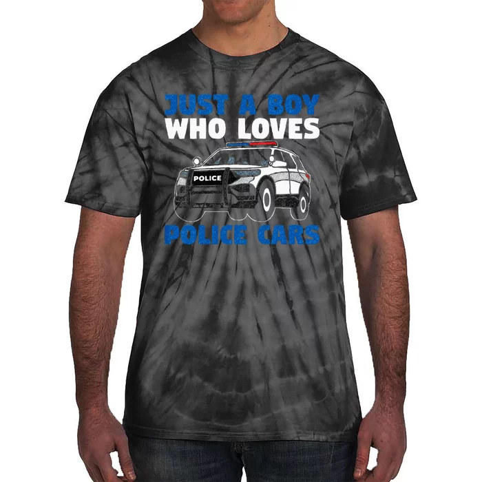 Kids Police Officer Just A Boy Who Loves Police Cars Tie-Dye T-Shirt