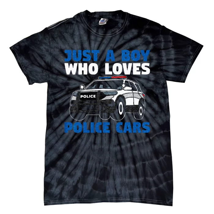 Kids Police Officer Just A Boy Who Loves Police Cars Tie-Dye T-Shirt