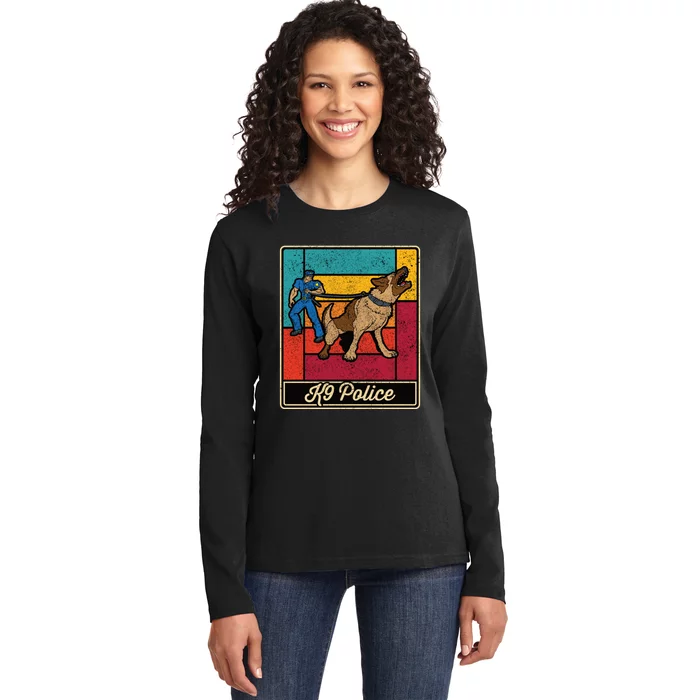 K9 Police Officer Vintage Law Enforcet Dog Ladies Long Sleeve Shirt